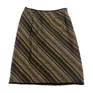 Vintage J Jill Knee Length Lined A-line Velvet Trim Skirt Size 10 side Zip